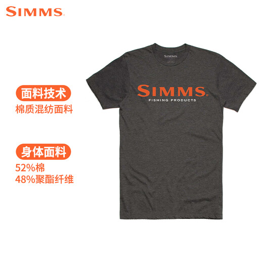 SIMMS新款短袖T恤春夏透气舒适男生时尚路亚户外钓鱼服柔软舒适速干 PG-12803短袖-深灰 M