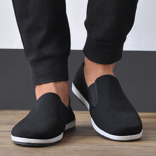 Mengxi Old Beijing Cloth Shoes Men's Shoes Mille Layer Black Work Shoes Labor Insurance Shoes Middle-aged and Old Men's Casual Traditional Cloth Shoes Phase Towel Full Rubber Sole 42