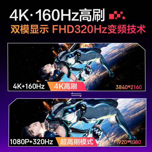 HKC 27 pouces 4K Ultra-claire 160Hz double mode 320Hz rétro-éclairage QD quantum point HDR1000 Rotary Lift Professional Gaming E-Sports Monitor G27M7