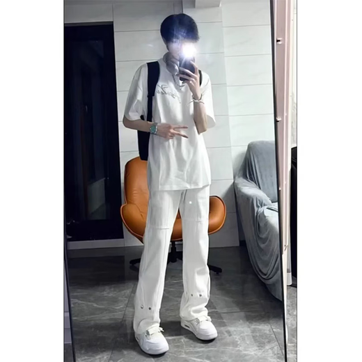 
7 high-end products, micro-flare jeans, men's spring and summer style, American high street loose casual slim straight-leg pants, men's DF-701 pure black L