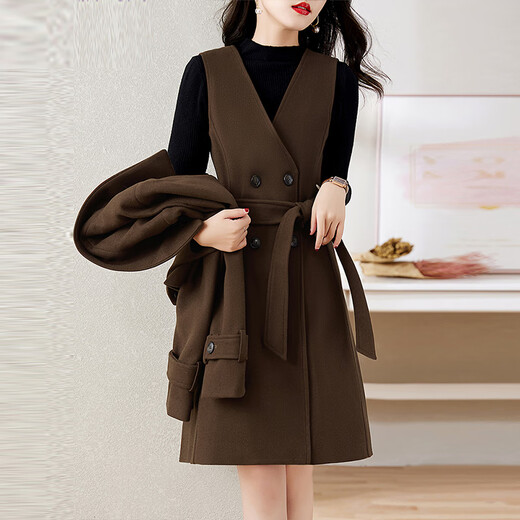 Chu Xin two-piece suit skirt 2025 autumn and winter women's new fashion temperament fashionable high-end suit dress coffee color M (90-112Jin Jin equals 0.5 kg)