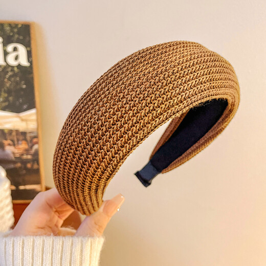 Danqin Zhao Liying's same style solid color knitted wide-brimmed headband for women, retro face wash and hair press headband, versatile hair bundle headband for going out, same style as Zhao Liying's gray