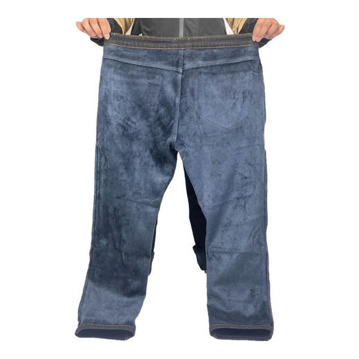 酷万秋冬季男士牛仔裤宽松直筒加肥加大码款弹力胖子肥佬休闲高腰长裤 【珊瑚绒】雾霾蓝MZR9896 48 【290斤左右】