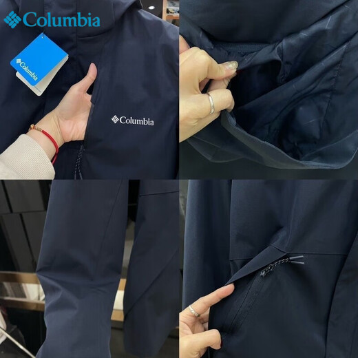 Columbia Men's 3-in-1 Jacket Outdoor Windproof and Waterproof Autumn and Winter Jacket Breathable Hiking, Wild Fishing and Mountaineering Jacket Navy-3-in-1 (Fleece Jacket Inside) 3XL 150-165Jin Jin equals 0.5 kg