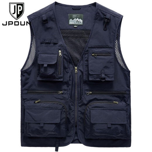 JP men's vest multi-pocket reporter photography vest fishing thin casual horse clip 8188 khaki XL (suitable for 140 Jin [Jin equals 0.5 kg]-155 Jin [Jin equals 0.5 kg])