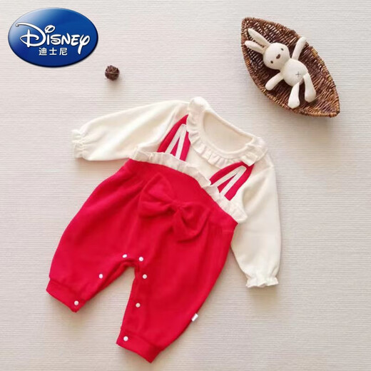 Disney baby clothes spring clothes onesie newborn cute princess ha-wear baby girl 100-day full moon suit bow yellow 36cm 66