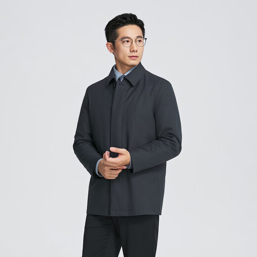 YOUNGOR windbreaker men's autumn and winter composite fabric goose down filled velvet business warm shopping mall for young and middle-aged people, same style, navy YYYF415471FFA L 175/96A