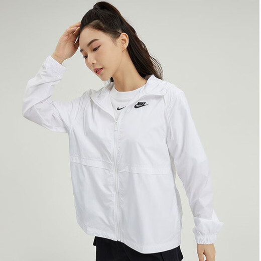 耐克（NIKE）外套女装夏季运动服宽松连帽休闲夹克梭织开衫上衣DM6180 DM6180-100白色  M
