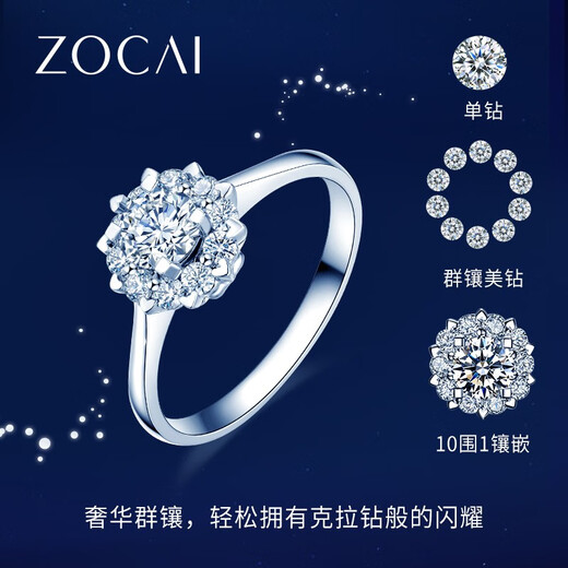 Zokai diamond ring women's group setting proposal wedding diamond ring carat effect electric shock firework series women's ring gift for girlfriend 1.2 carat effect F-G/SI Please inquire customer service for the ring number before placing an order