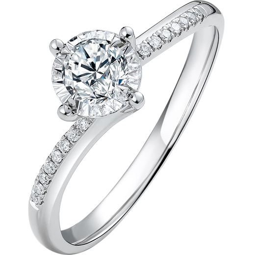 Saturday Fu Proposal Diamond Ring 18K Gold Diamond Ring W0210431 Birthday Gift 20 Points I-J/SI Main Diamond No. 12