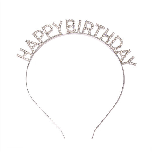 Dai Yan Happy Birthday Headband Goddess Rhinestone Crown Atmosphere Letter Headband Dress Up Korean Hairpin Headband Hair Accessory Birthday Hairband Silver