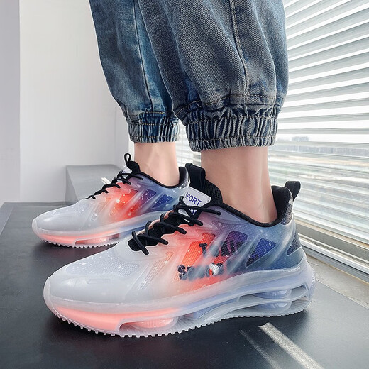 EXUELING men's shoes autumn breathable cushion shock-absorbing large size men's shoes sports shoes youth trendy running shoes heightening autumn shoes men TK757 gray orange 42 (260mm)