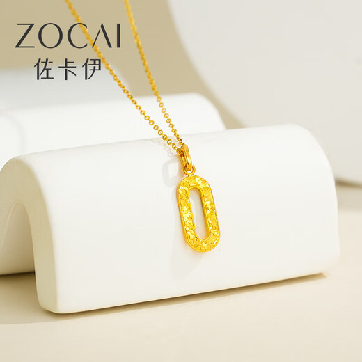 Zokai K gold pendant yellow 18K gold crushed ice geometric necklace versatile birthday gift D11402