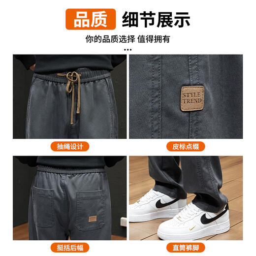 JEEP SPIRIT2025 Summer New Thin American Casual Pants Men's Trendy and Evergrande High Street Trendy Loose Straight Imitation Denim Trousers 2901 Black Regular XL [Suggested 125-145Jin [Jin equals 0.5 kg]]