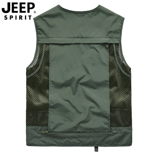 
Jeep (JEEP) summer quick-drying mesh vest men outdoor casual multi-pocket horse clip photography reporter fishing vest middle-aged large size khaki XL recommended weight 170 Jin [Jin equals 0.5 kg]