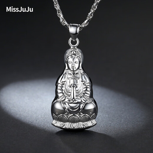 Miss JuJu pt950 platinum Guanyin pendant for men, platinum large tag, Guanyin Bodhisattva pendant for women, necklace not included, pendant height 15mm, width 7mm, weight 1.0-1.2g