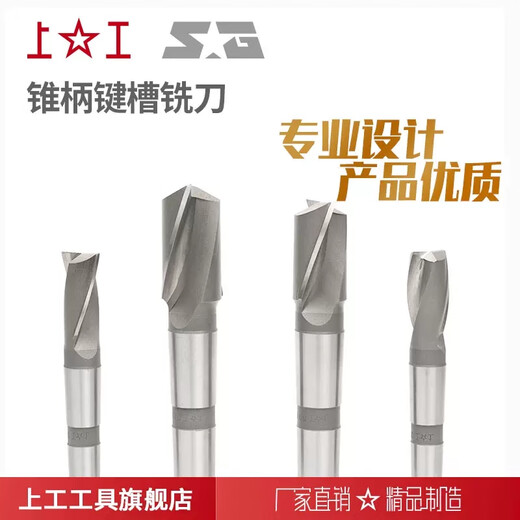 E.F.VSLON上工锥柄键槽铣刀2刃粗齿铣刀1416182022242550加长含钴1 10mm上工锥柄含钴键槽铣刀