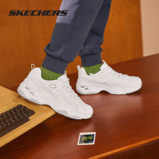 Skechers women's shoes 2024 spring new fashion casual shoes women's low-top sports thick-soled dad shoes lightning panda shoes WHT-white 37.5