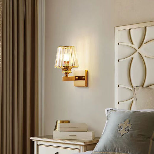 Yilin's new modern minimalist bedroom bedside lamp light luxury crystal wall lamp living room study corridor aisle stairwell lamp 15 models with LED three-color light 12W