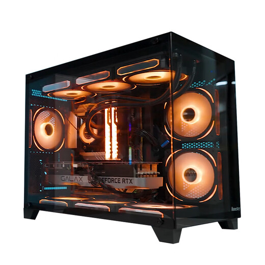航嘉S960暴风雪全视版海景房电脑机箱台式主机m-atx白色360/240水冷920迷你4070 +棱镜4pro黑色风扇*9 单机箱（支持M-ATX主板/360水冷）