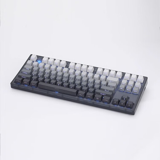 腹灵mk870pro黑莓侧刻机械键盘蓝牙有线无线客制化电脑游戏静音办公 【单模】黑曜石Pro+极昼侧刻 黑轴 87键