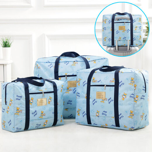 Love Orange Travel Clothing Storage Bag Trolley Luggage Bag Waterproof Quilt Bag Organizer Clothes Storage Bag Dark Blue Stripes Medium Size 48*38*24cm