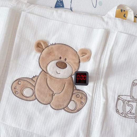 
Huilide pure cotton crib storage bag hanging bag baby bed head diaper diapers diapers diapers storage bags on the bed side of the bed treasure bear (pure cotton embroidery)