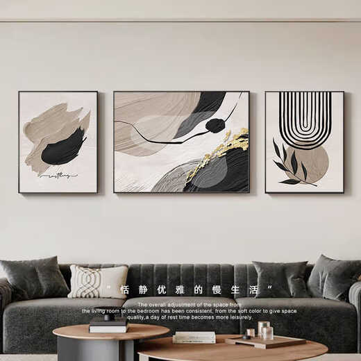 
Meiyouchun black, white and gray abstract art sofa background wall decoration painting high-end living room hanging painting modern simple triple mural JD13782 left and right 30*40 middle 60*40