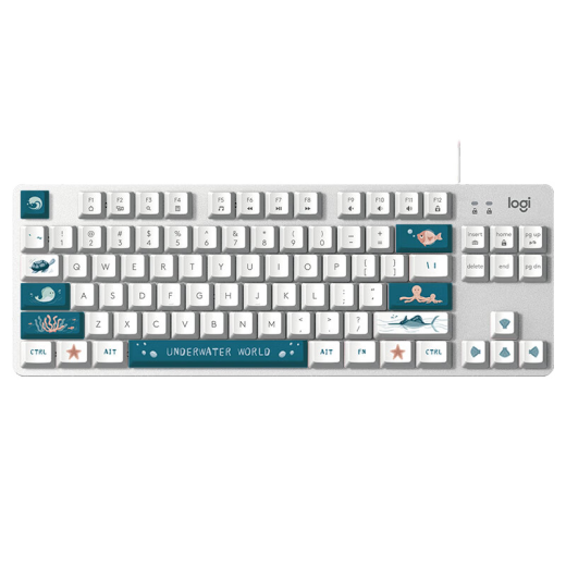 罗技（Logitech） K835 机械键盘84键 有线键盘 游戏电竞键盘 办公键盘 电脑键盘TTC K835海洋键帽版 青轴