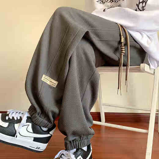 Ideenstil (Zhuyifan) Fetter Mann Großgröße Hosen Frühling und Sommer dünne Schwergewichtshosen Losen Füße Weite Beine Sport Casual Hosen Trendy K1049 Black 5xl 210-230jin [Jin gleich 0,5 kg]