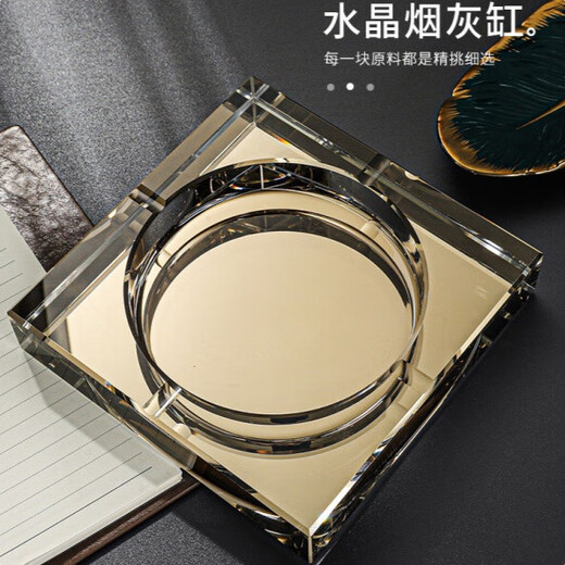 Montrachet ashtray creative personality large office crystal glass light luxury living room home simple ashtray personalized custom gift 10 cm square transparent (extra small size, please be careful)