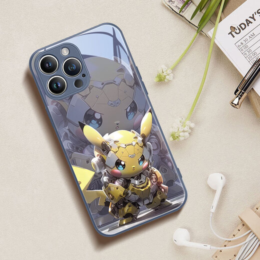 Beautiful ten cents (MSMF) mechanical style Pikachu suitable for Xiaomi mobile phone case animation trendy brand men's cartoon cool mech windshield shell internet celebrity personality creative niche high-end couple female model Pokémon [glass lavender] mech style-BL9754 Redmi Note11Pro/Redmi Note11Pr
