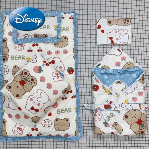 Disney (Disney) baby gift box newborn cotton twill quilt six-piece set cotton six-piece set newborn quilt bag quilt single off-white heart 100cm six-piece set