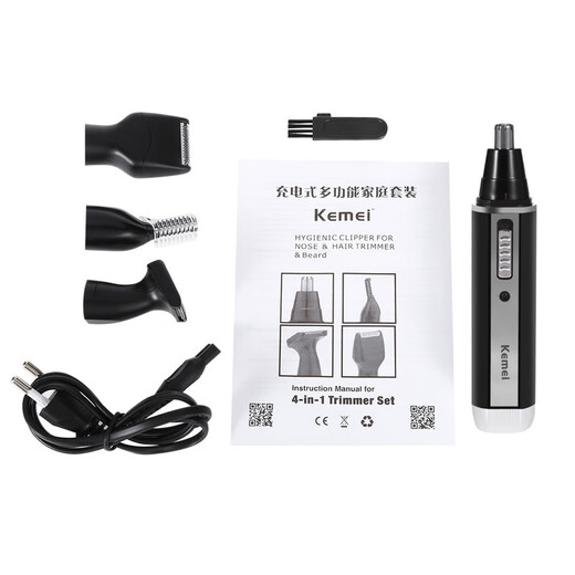 
Kemei electric nose hair device 4-in-1 rechargeable nose hair trimmer sideburn knife eyebrow cutter KM-6630 black