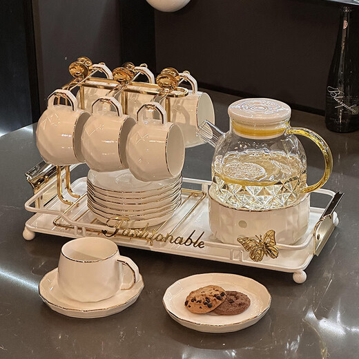 Xibaisheng Ceramic Water Cup Set Home Living Room Hospitality Cup Housewarming Gift Opening Gift High-end Gift Tea Set European Cup 16-piece Set 886 Gift Box