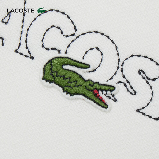 Lacoste French Crocodile Herren -Kleidung 24 Herbst neue Mode Einfache vielseitige, komfortable Baumwolle Runde Hals Sweatshirt SH3878 70 V /Beige White 2 /165