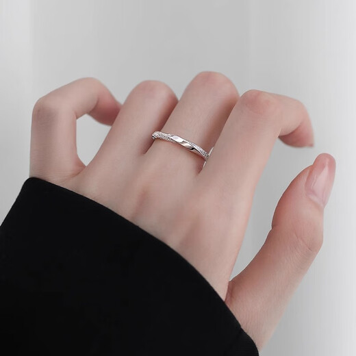 Mansheng pure 999 pure silver Mobius ring light luxury index finger ring women's open ring niche design single ring 999 silver Mobius ring nail sand style