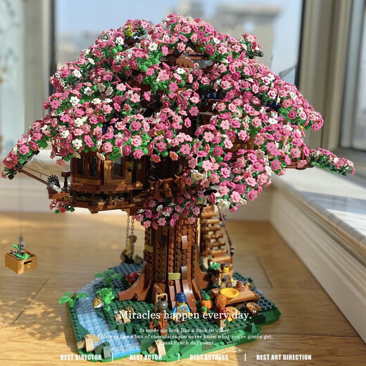 Лан Лиан совместим с Lego Drain Drail House Sakura House Rainbow Girl Series Series Строительные блоки игрушки для девочек с большой сложностью Акриловая версия Suzhou Garden 4877 штуки / Включены
