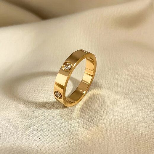 Xuan Yong Jewelry's rose gold love ring new style 3 hard gold internet celebrity same style couple wide version rose gold diamond-free No. 6 ring