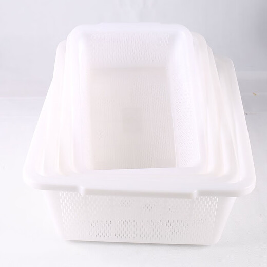 
Suanping large thickened plastic basket rectangular storage basket vegetable fruit frame washing basket transportation basket picking basket white 681(57*43.5*21cm)
