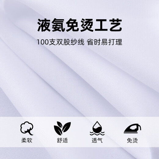恒源祥（HYX）男士衬衫长袖纯棉免烫男高级感正装2025新款纯色白衬衣 长袖L05-6218兰色 38 38 [体重100斤-125斤]