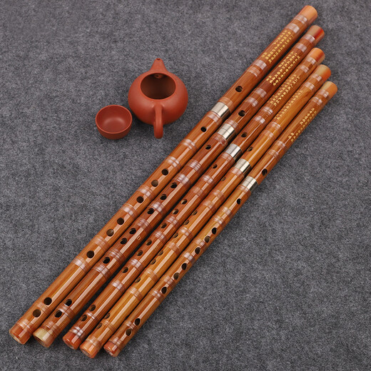 Minsine Bamboo Refined Flute Bamboo Flute F Single Insert White Copper Professional Flute National Wind Instrument D45