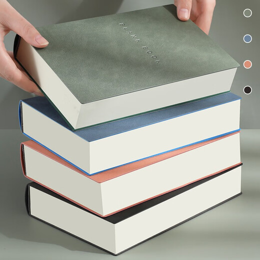 Faramon A5 verdicktes Notizbuch 736 Seiten A4 Hochwertiges weiches Leder Einfacher Notepad College-Studentenauszüge können angepasst werden A5-Blue [Blank 736 Seiten]