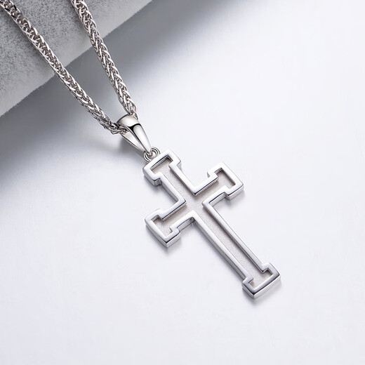 TTMIX platinum pendant for men platinum pt950 cross frosted pendant with anti-slip design on the back 5.1-5.3g + leather cord