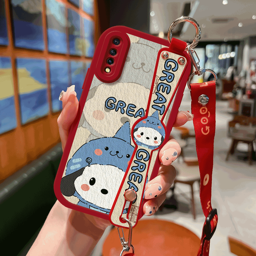
WAIDM wristband suitable for vivoY7s mobile phone case for women, full cover anti-fall vivo Y7s lanyard crossbody protective cover vovoy7s soft shell wrist type silicone shell bracket new model [anti-fall veneer white] HH1473 vivo Y7s