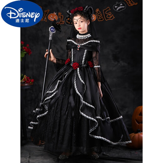 Disney Halloween children's costume high-end girls horror vampire magician dress kindergarten cos masquerade ghost bride (with veil) 130cm