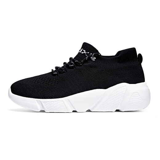 Dianou 2025 Neue lässige Single -Schuhe Großgröße Weiche Sohle atmungsaktive Sportschuhe Vielseitige Top -Sockenschuhe LLN 7027 Fisch Seide All Black 37