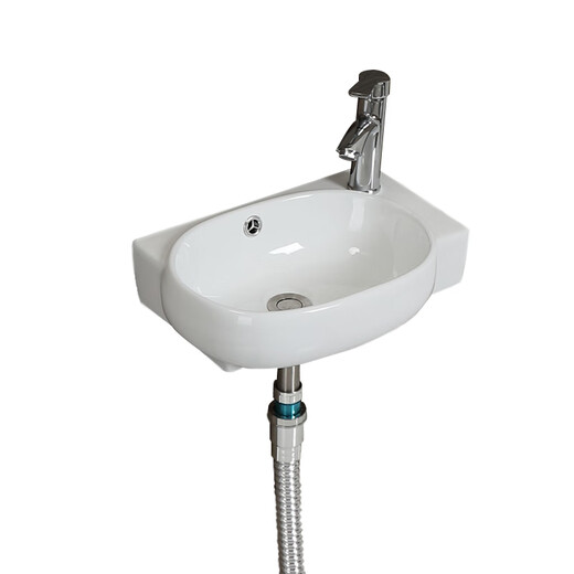 Small apartment mini washbasin single basin wall-mounted bathroom balcony ceramic ultra-narrow ultra-small washbasin basin C type (42 long * 28 wide) with hot and cold faucets
