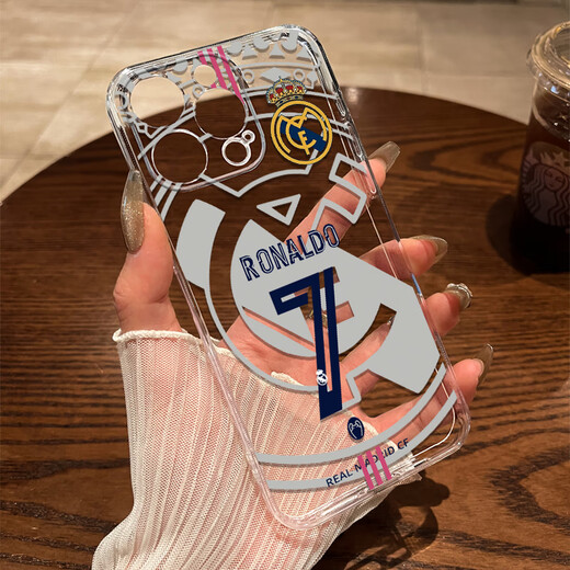Ban Meiluo подходит для корпуса мобильного телефона Apple 16 Real Madrid C Ronaldo Lucky Seven iPhone 15 PROMAX Новый прозрачный