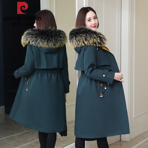 
Pier Cardin Pai Fighting Women's 2025 New Winter Medium-Length Otter Rabbit Fur Liner Removable Haining Fur Coat Green [raccoon Hair Feather Down Sleeve + Long] XL 125-135Jin [Jin equals 0.5 kg]